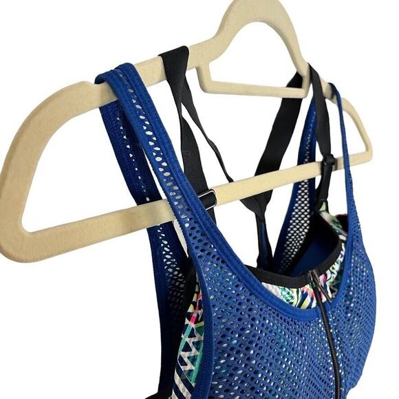 VSX Sport Victorias Secret Womens Blue Zip Front Mesh Wireless Padded Bra 34D - Picture 4 of 16